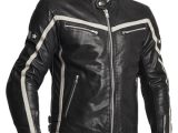 Halvarssons 310 Men Leather Motorcycle Jacket Black White