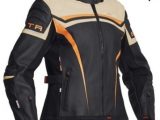 Lindstrands Cam Lady Leather Motorcycle Jacket Black Orange Beige