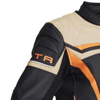 Lindstrands Cam Lady Leather Motorcycle Jacket Black Orange Beige