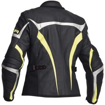 Lindstrands Cam Lady Leather Motorcycle Jacket Black Yellow Silver