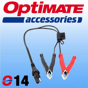 O14 Optimate Battery Crocodile Clamps Fused