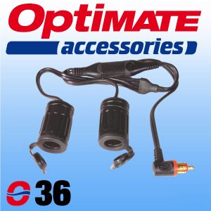 O36 Optimate DIN Plug to 2 Cigarette Sockets
