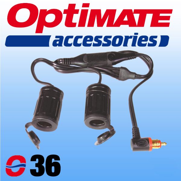 O36 Optimate DIN Plug to 2 Cigarette Sockets