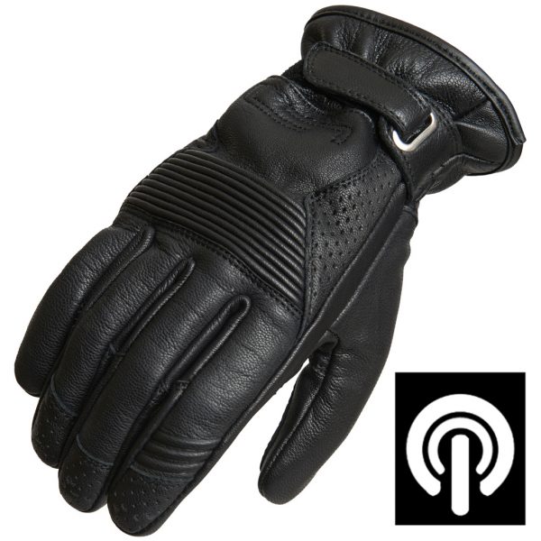 Lindstrands Lauder Leather Motorcycle Gloves Black
