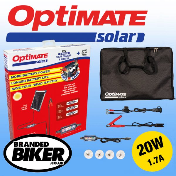 Optimate Solar Panel Battery Charger 20W with Travel Kit