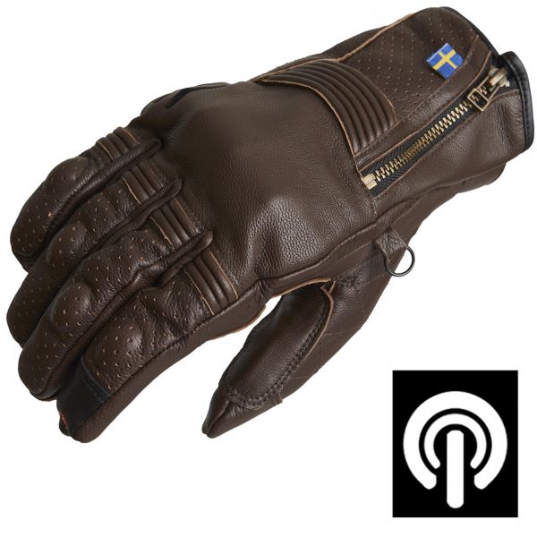 Halvarssons Hofors Leather Motorcycle Gloves Brown