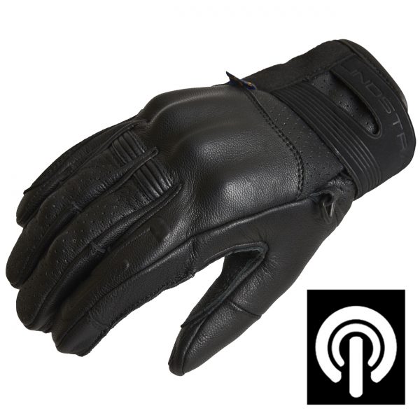 Lindstrands Holarna Short Leather Motorcycle Gloves Black