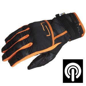 Lindstrands Nyhusen Short Textile Motorcycle Gloves Black Orange