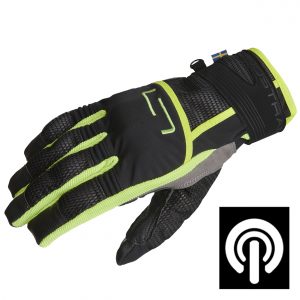 Lindstrands Nyhusen Short Textile Motorcycle Gloves Black Yellow