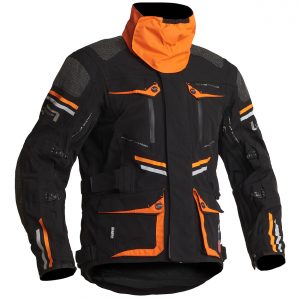 Lindstrands Sunne Laminate Motorcycle Jacket Black Orange
