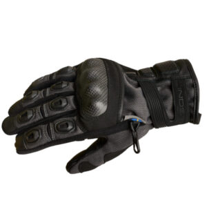 Lindstrands Siljan Leather Mesh Motorcycle Gloves Black Grey