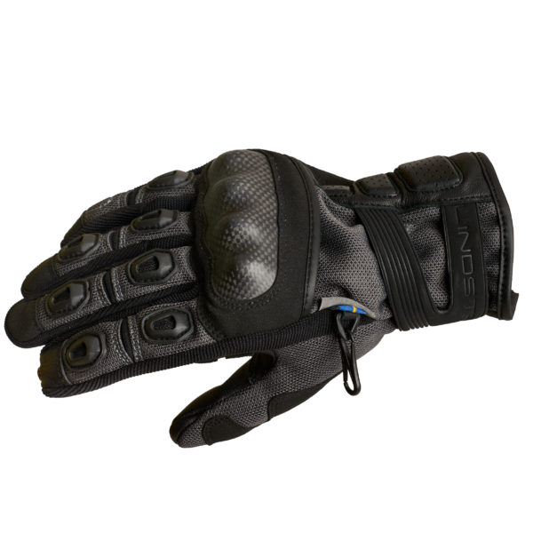 Lindstrands Siljan Leather Mesh Motorcycle Gloves Black Grey