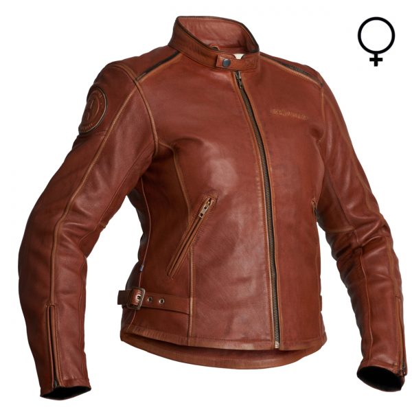 Halvarssons Nyvall Lady Leather Motorcycle Jacket Cognac