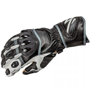 Lindstrands Bergby Leather Motorcycle Gloves Black White