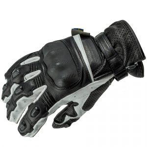 Lindstrands Holen Leather Motorcycle Gloves Black White