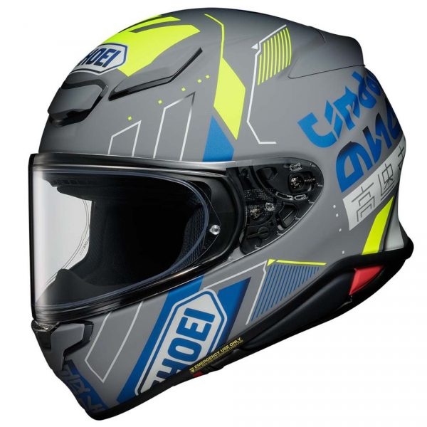 Shoei NXR2 Motorcycle Helmet Accolade TC10 Grey Blue Yellow